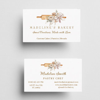 Boho Floral Bakery Rolling Pin Business Card