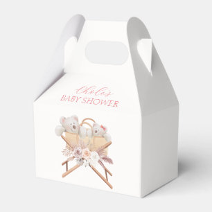 Boho Floral Bear Bassinet Girl Baby Shower Favour Box