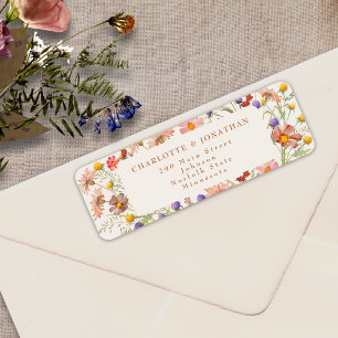 Boho Floral Beige Cream Fall Wedding Return Address Label
