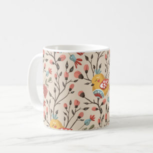 Boho Floral Birds Garden Pattern Coffee Mug