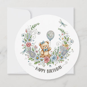 Boho floral birthday bear