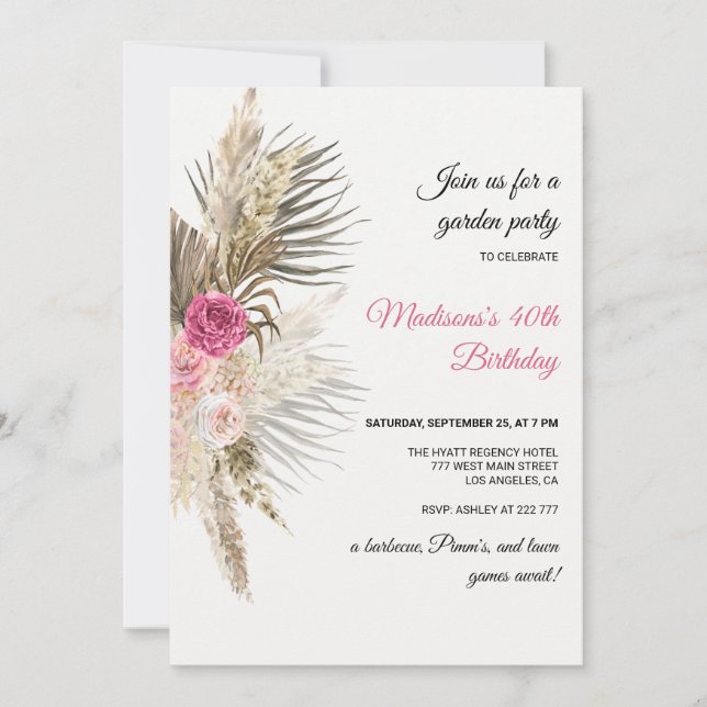 Boho Floral Birthday Invitation (Front)