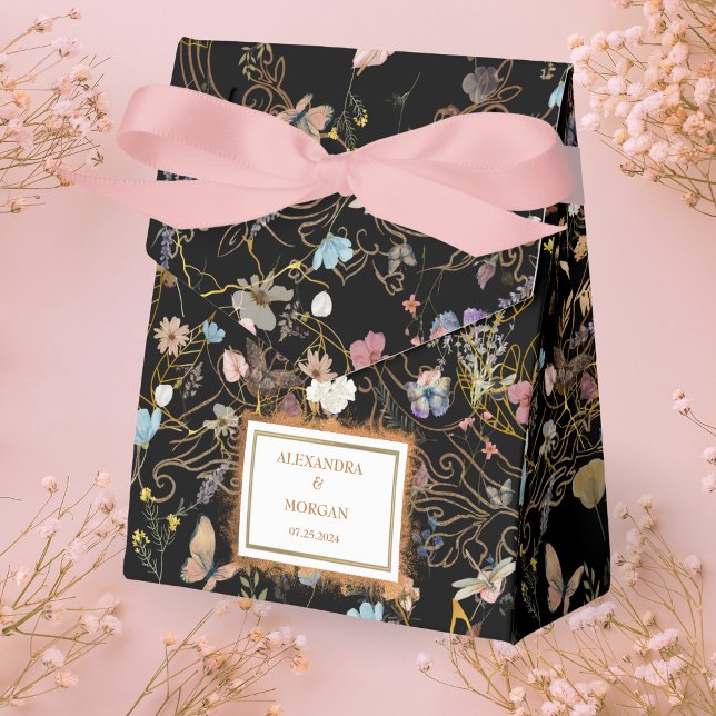 Boho Floral Black Butterfly Garden Wedding Favour Box (Creator Uploaded)