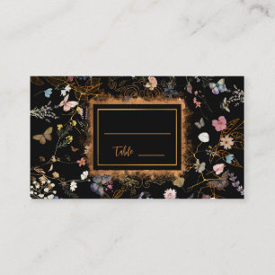 Boho Floral Black Butterfly Garden Wedding    Place Card