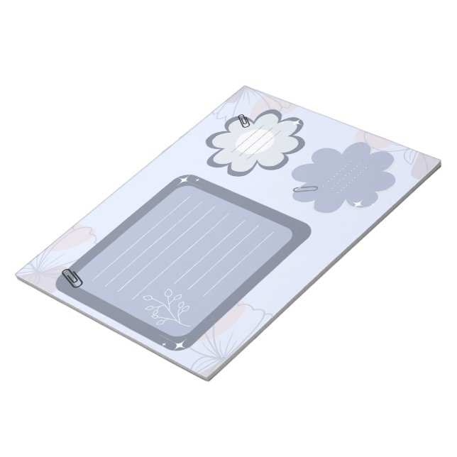 Boho Floral Blue Grey Creative Paper  Notepad (Angled)