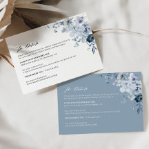 Boho Floral Blue Wedding Details Enclosure Card