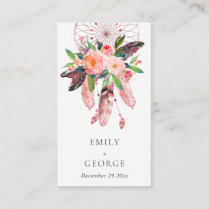 BOHO FLORAL BLUSH DREAM CATCHER WEDDING DETAILS BUSINESS CARD