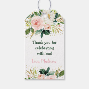 Boho Floral Blush Gold Birthday Gift Tags