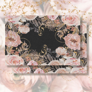 BOHO Floral Blush Pink Rose Gold Foliage Decoupage Tissue Paper