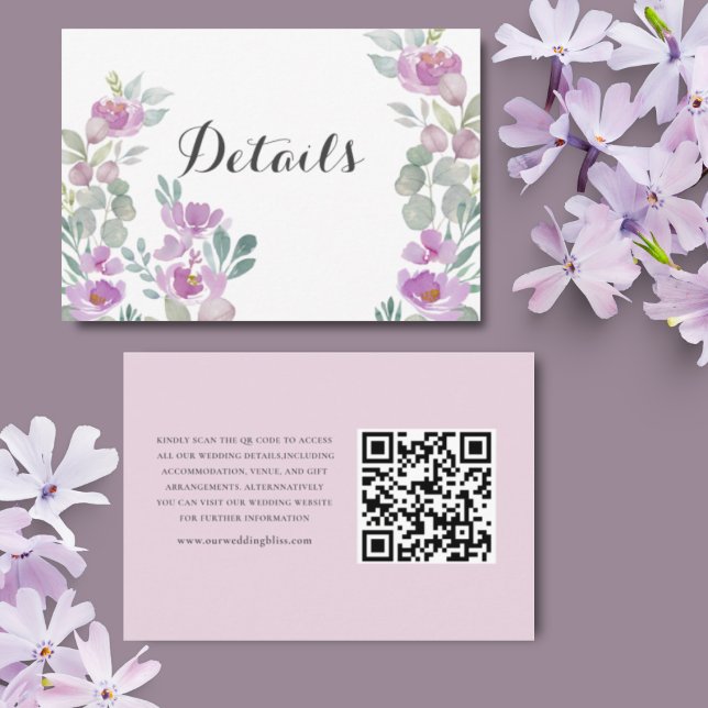 Boho Floral Blush Pink  Wedding Details  Enclosure Card (Creator Uploaded)