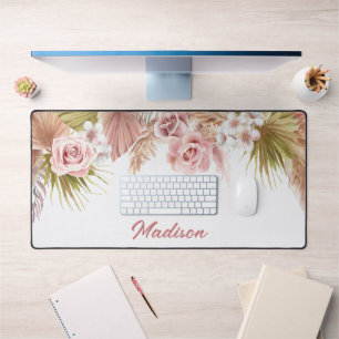 Boho Floral Border Bouquet Desk Mat