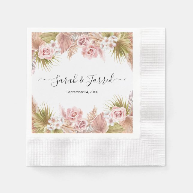 Boho Floral Border  Napkin (Front)