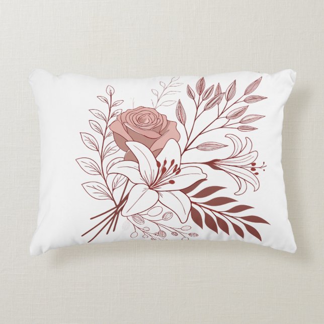 Boho Floral Bouquet Decorative Cushion (Front)