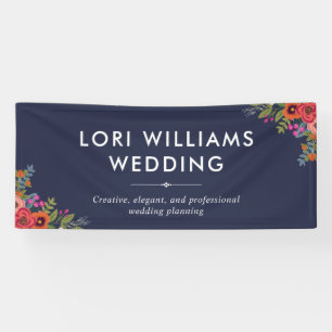 Boho Floral Bouquets - Navy Blue - Business Name Banner