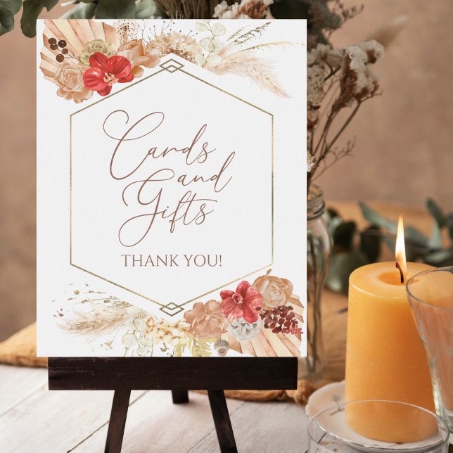 Boho Floral Bridal Shower Cards And Gifts Sign (Creator Uploaded)