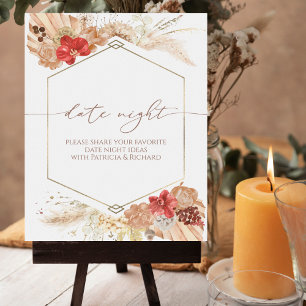 Boho Floral Bridal Shower Date Night Jar Sign