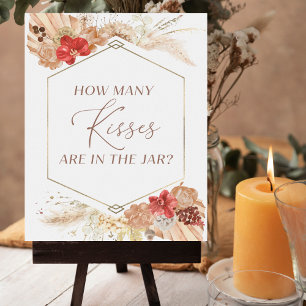Boho Floral Bridal Shower How Many Kisses Sign