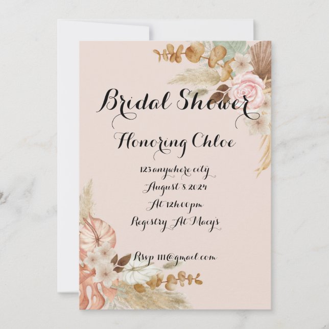 BOHO FLORAL BRIDAL SHOWER INVITATION (Front)