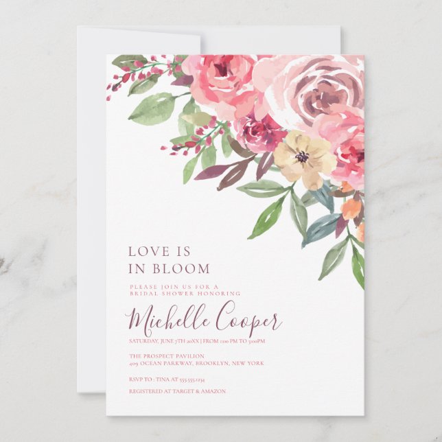 Boho Floral Bridal Shower Invitation (Front)