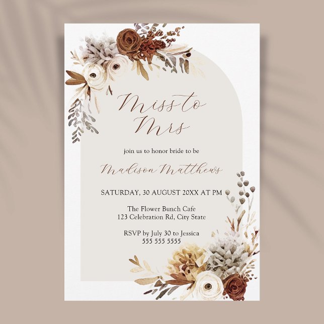 Boho Floral Bridal Shower Invitation - Miss to Mrs (Creator Uploaded)