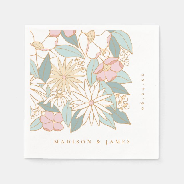 Boho Floral Bridal Shower  Napkin (Front)