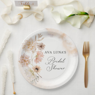 Boho Floral Bridal Shower Paper Plate