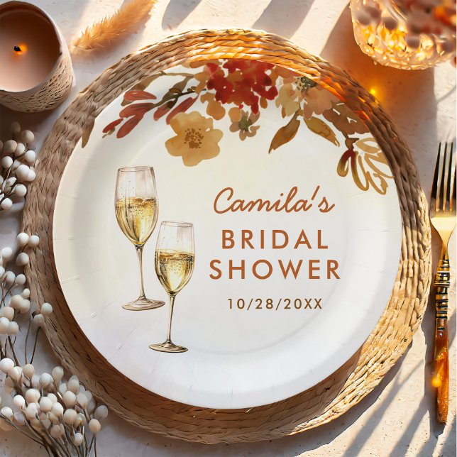Boho Floral Bridal Shower Paper Plate (Creator Uploaded)
