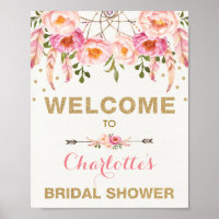 Boho Floral Bridal Shower Pink Gold Dreamcatcher