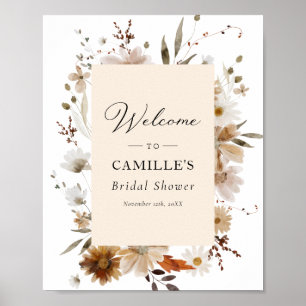 Boho Floral Bridal Shower Welcome Poster