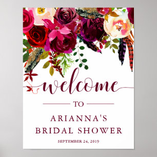 Boho Floral Bridal Shower Welcome Sign