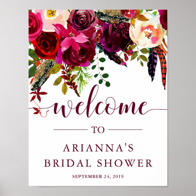 Boho Floral | Bridal Shower Welcome Sign (Front)