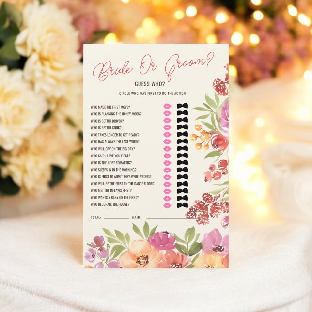 Boho Floral "Bride or Groom?" Bridal Shower Game (Boho Floral "Bride or Groom?" Bridal Shower Game)