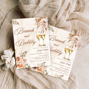 Boho Floral Brunch and Bubbly Bridal Shower Invitation