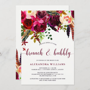 Boho Floral   Brunch and Bubbly Invitation