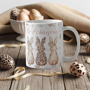 Boho Floral Bunnies Personalised Easter Coffee Mug