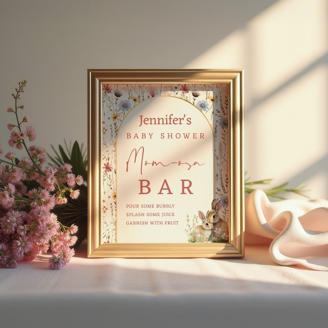 Boho Floral Bunny Beige Mum-osa Bar Sign (Creator Uploaded)