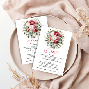 Boho Floral Burgundy Blush Wedding Details Enclosure Card