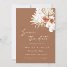 Boho Floral Burnt Orange Save the Date Card