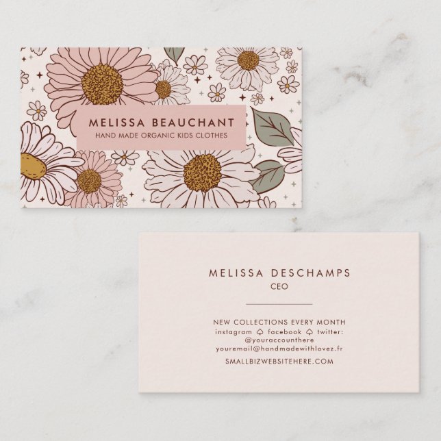Boho Floral Business Card (Front/Back)