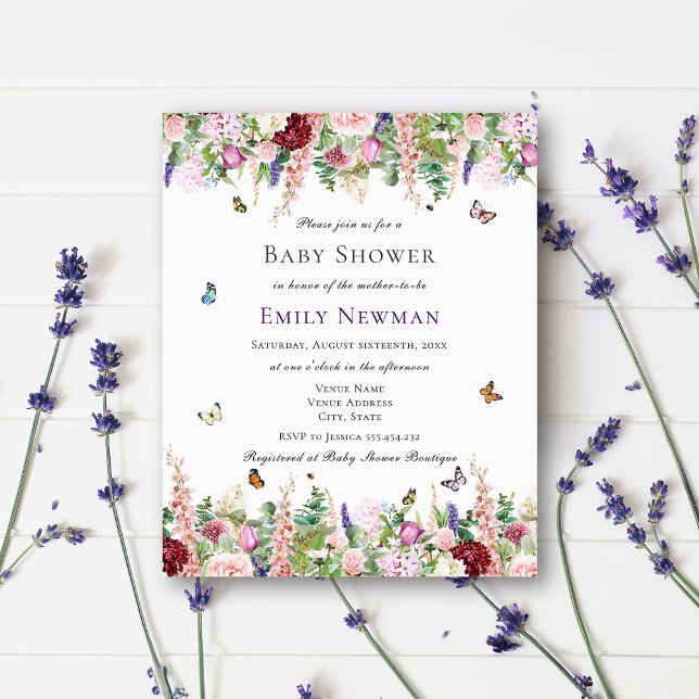 Boho Floral & Butterflies Baby Shower Invitation (Creator Uploaded)
