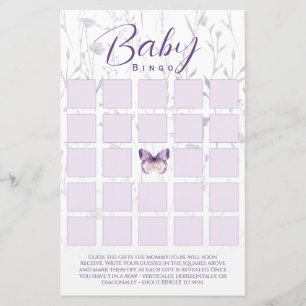 Boho Floral Butterfly Baby Shower Bingo Game Card