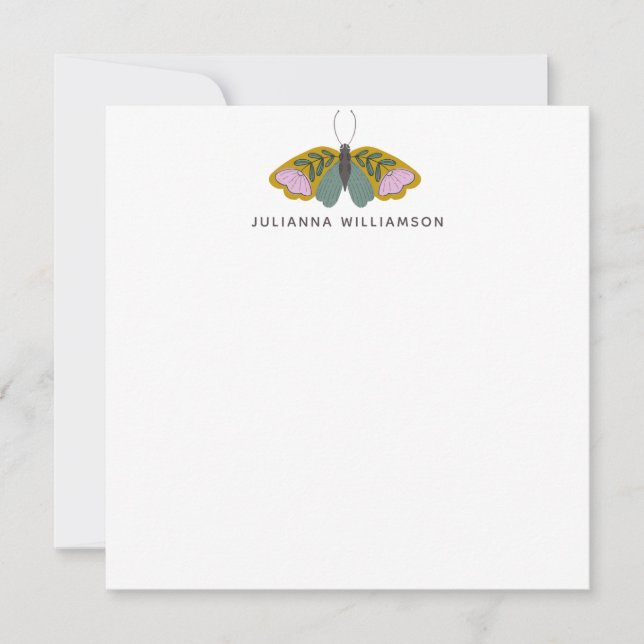 Boho Floral Butterfly Illustration Personalised Card (Front)