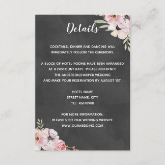 Boho Floral Chalkboard Wedding Detail Card