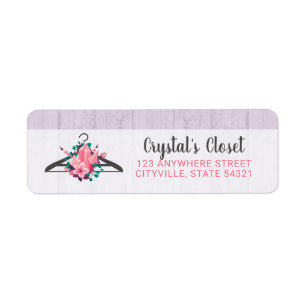 Boho Floral Clothes Hanger Boutique Return Address Label