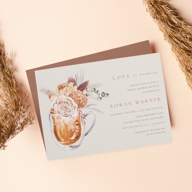 Boho Floral Coffee Bridal Shower Brunch Invitation (Creator Uploaded)