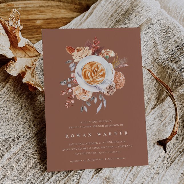 Boho Floral Coffee Bridal Shower Brunch Invitation (Creator Uploaded)