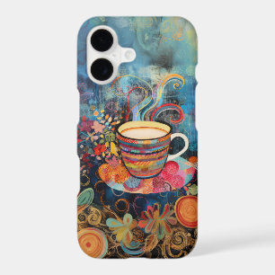 Boho Floral Coffee Cup – Artistic Café Collage