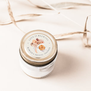 Boho Floral Coffee "Love is Brewing" Bridal Shower Classic Round Sticker