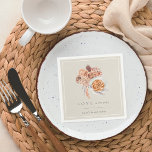 Boho Floral Coffee "Love is Brewing" Bridal Shower Napkin<br><div class="desc">Fall in love with this romantic design for autumn bridal shower brunches or coffee themed showers. Elegant design features a soft off-white background graced with a bouquet of pastel earth tone boho watercolor flowers flanking a perfectly prepared caffe latte.  Personalise with your custom text.</div>