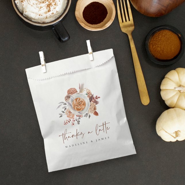Boho Floral Coffee "Thanks a Latte" Favour Bag (Creator Uploaded)